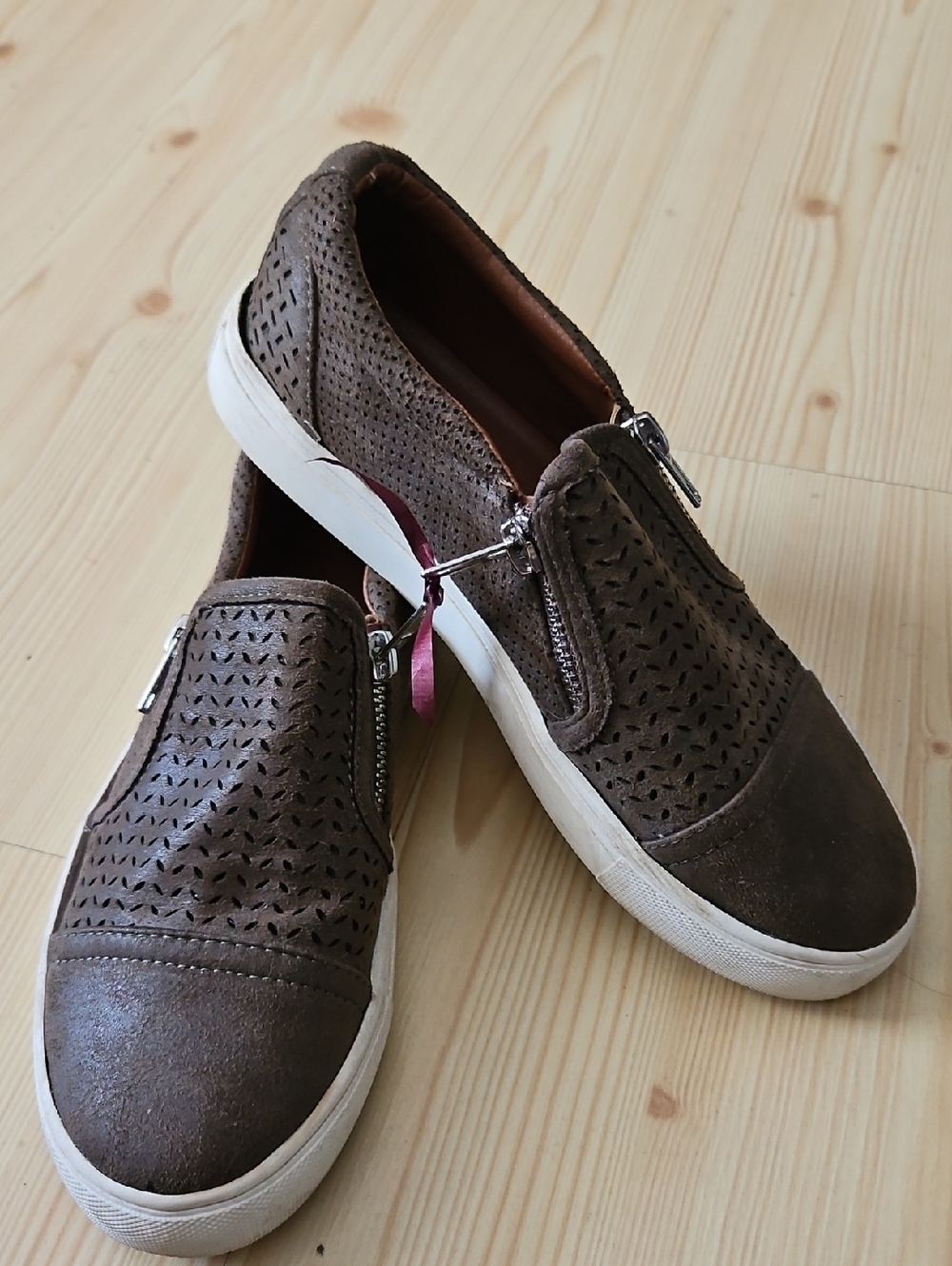Report Tan Perforated Slip-On Shoe
